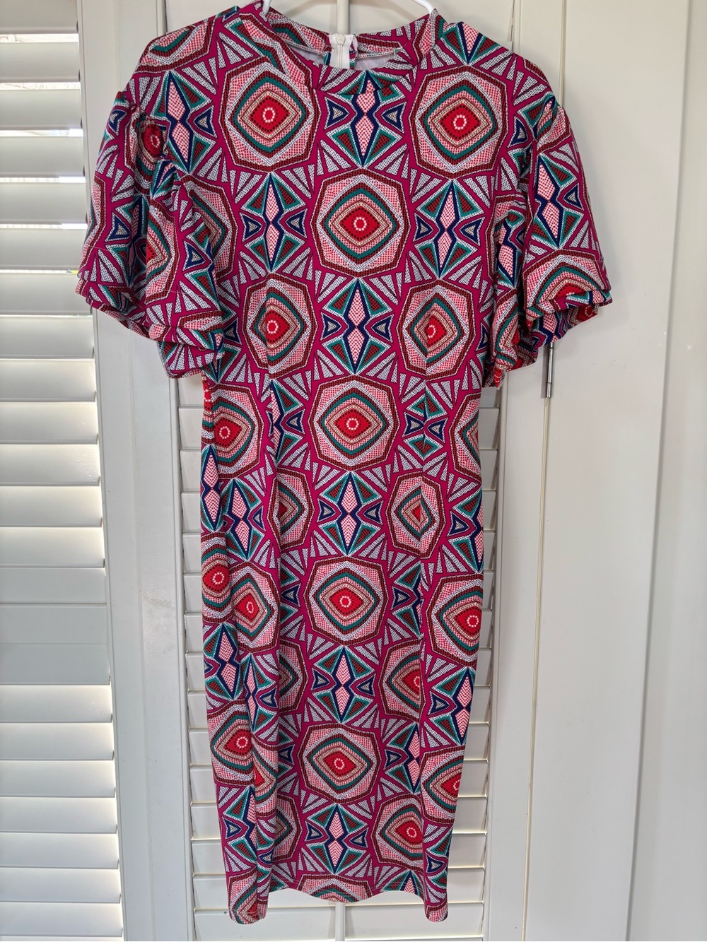 Vibrant Pink Geometric Print Women's Dress by Auditions